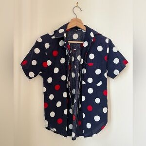 Vintage Polka Dot Short Sleeve Button Down Shirt